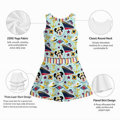 Cruising MM & Stripe Girl's Sleeveless Sports Tank & Skort Set