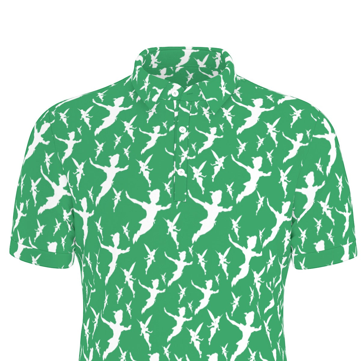 Green Peter Silhouette Men's Stretch Collar Polo Shirt