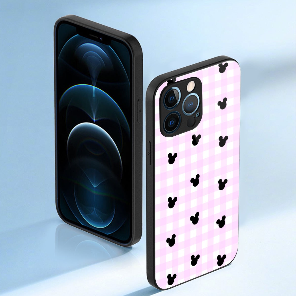 Bright Pink Gingham iPhone 13 Series Mobile Phone Case | Glass