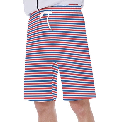 RWB Stripe Men‘s Beach Shorts With Lining