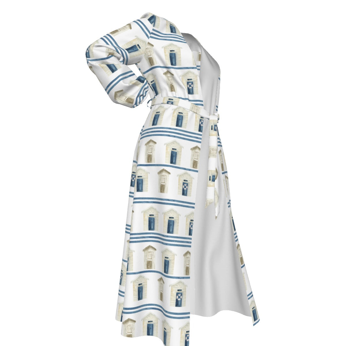Striped Beach Houses Women's Lace-up Chiffon Robe