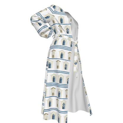 Striped Beach Houses Women's Lace-up Chiffon Robe