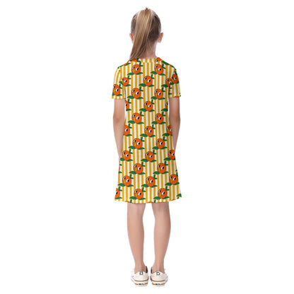 Striped Birdie Kid's Short Sleeve Dress
