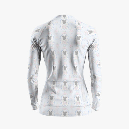 Blue Grandmillenial Raglan Women's Cycling Jersey With Long-Sleeve
