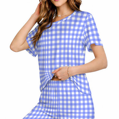 Bright Blue Gingham Women’s Loungewear Set