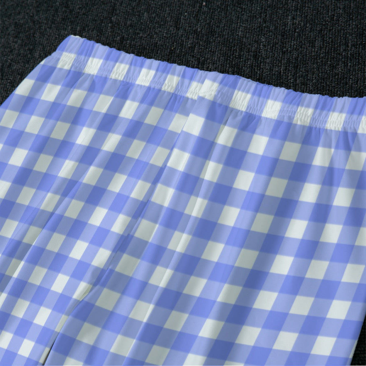 Bright Blue Gingham Women's Raglan Sleeve Pajamas With Straight Leg Pants