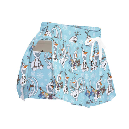 Snowman Making Friends  Women's Sport Skorts With Pocket