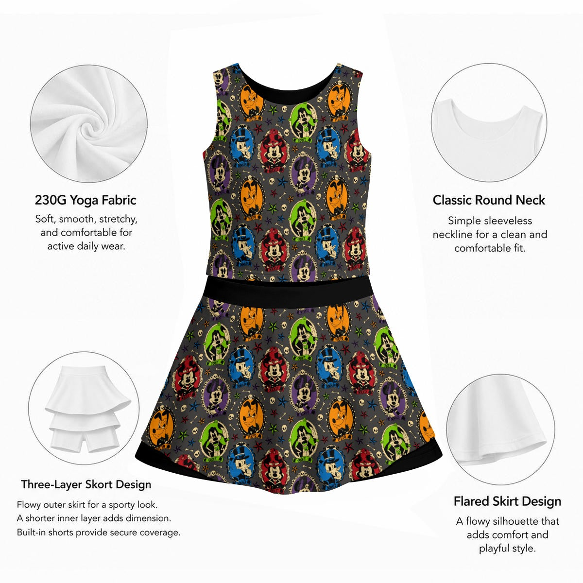 Not So Scary Cameos Women's Sports Tank & Skort Set