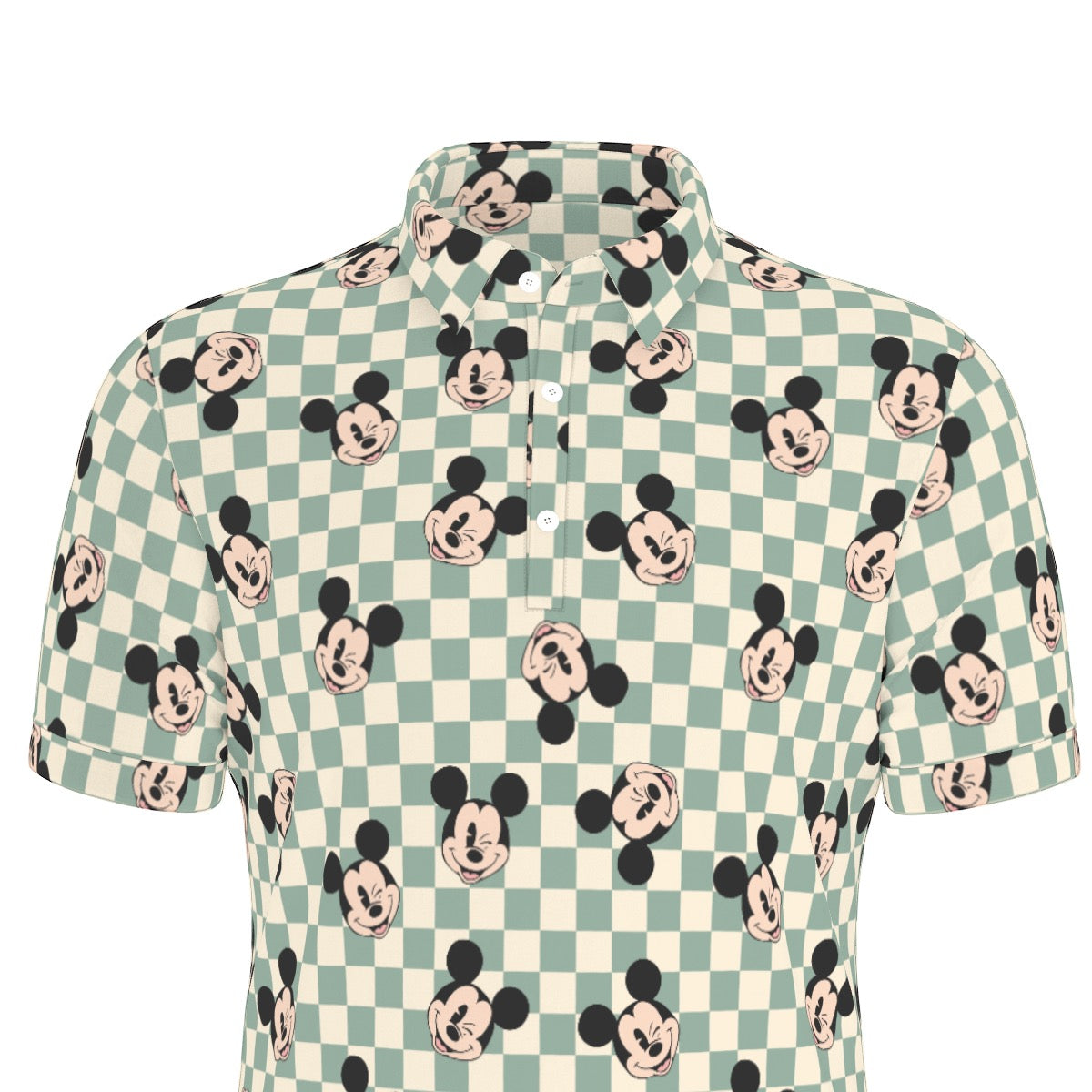 Checkered MM Men's Stretch Collar Polo Shirt