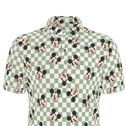 Checkered MM Men's Stretch Collar Polo Shirt