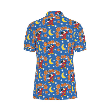Pumpkin Sorcerer Men's Stretch Collar Polo Shirt