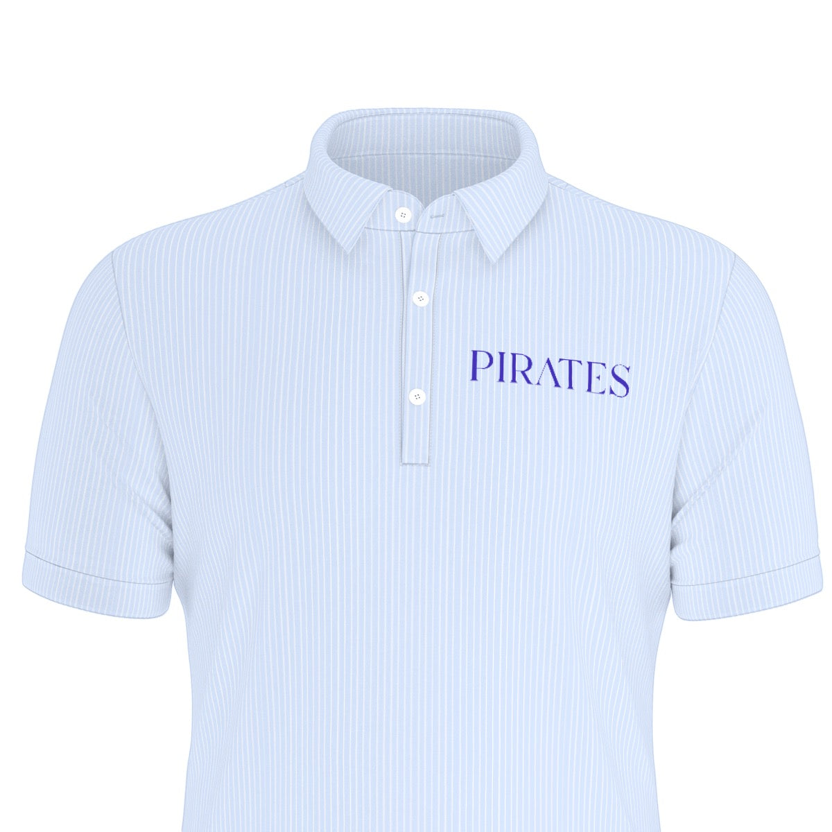 Blue Stripe Pirates Men's Stretch Collar Polo Shirt