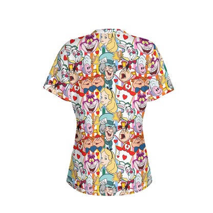 Striped Alice Women's Round Neck Yoga Top|210GSM