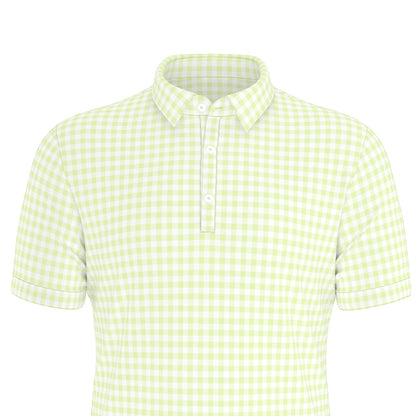 Coco Gingham Men's Stretch Collar Polo Shirt