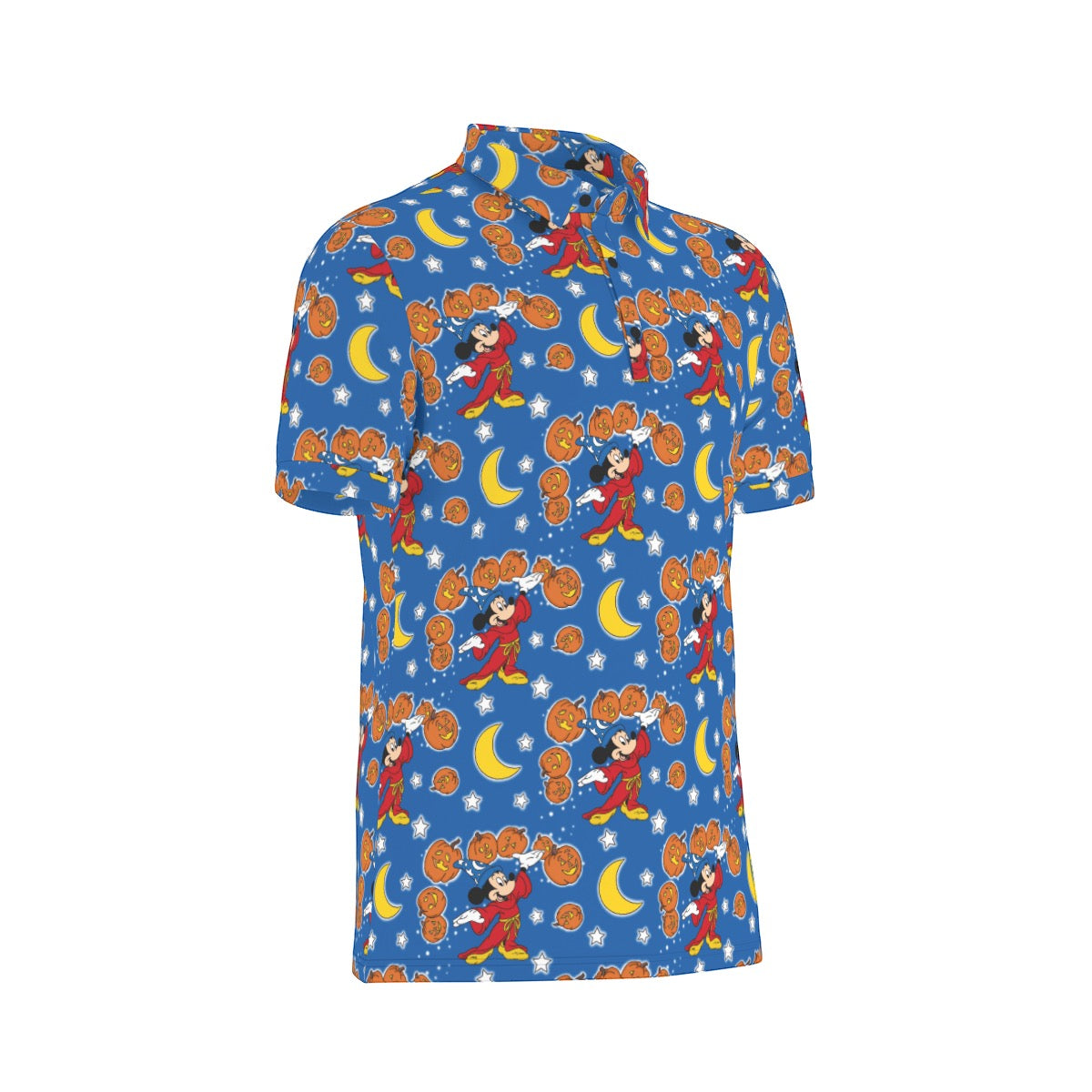 Pumpkin Sorcerer Men's Stretch Collar Polo Shirt