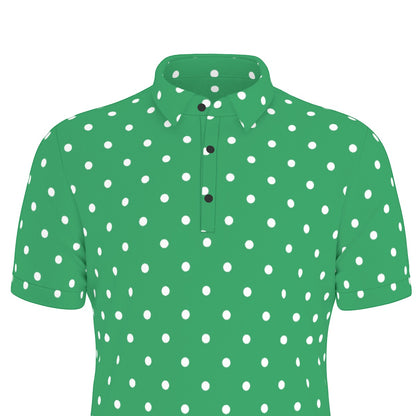 Green Dots Men's Stretch Collar Polo Shirt
