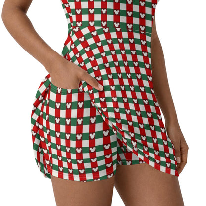MM Christmas Plaid Women’s Athletic Dress With Built‑In Shorts