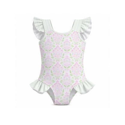 Brighton Girls' Ruffle Sleeve Swimsuit With Bow