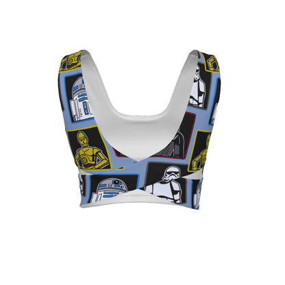 Droids & Friends [blue] Back Cross Sports Bra