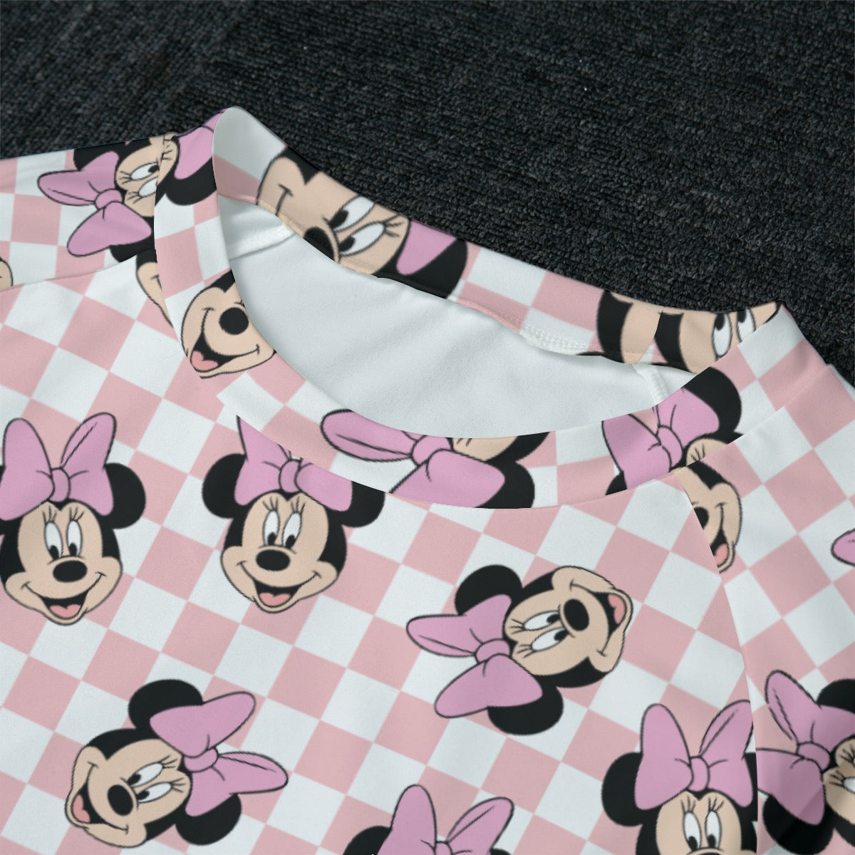 Checkered Minnie Women's Raglan Sleeve Pajamas