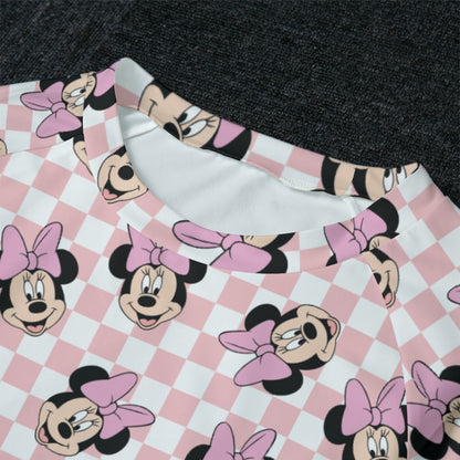 Checkered Minnie Women's Raglan Sleeve Pajamas