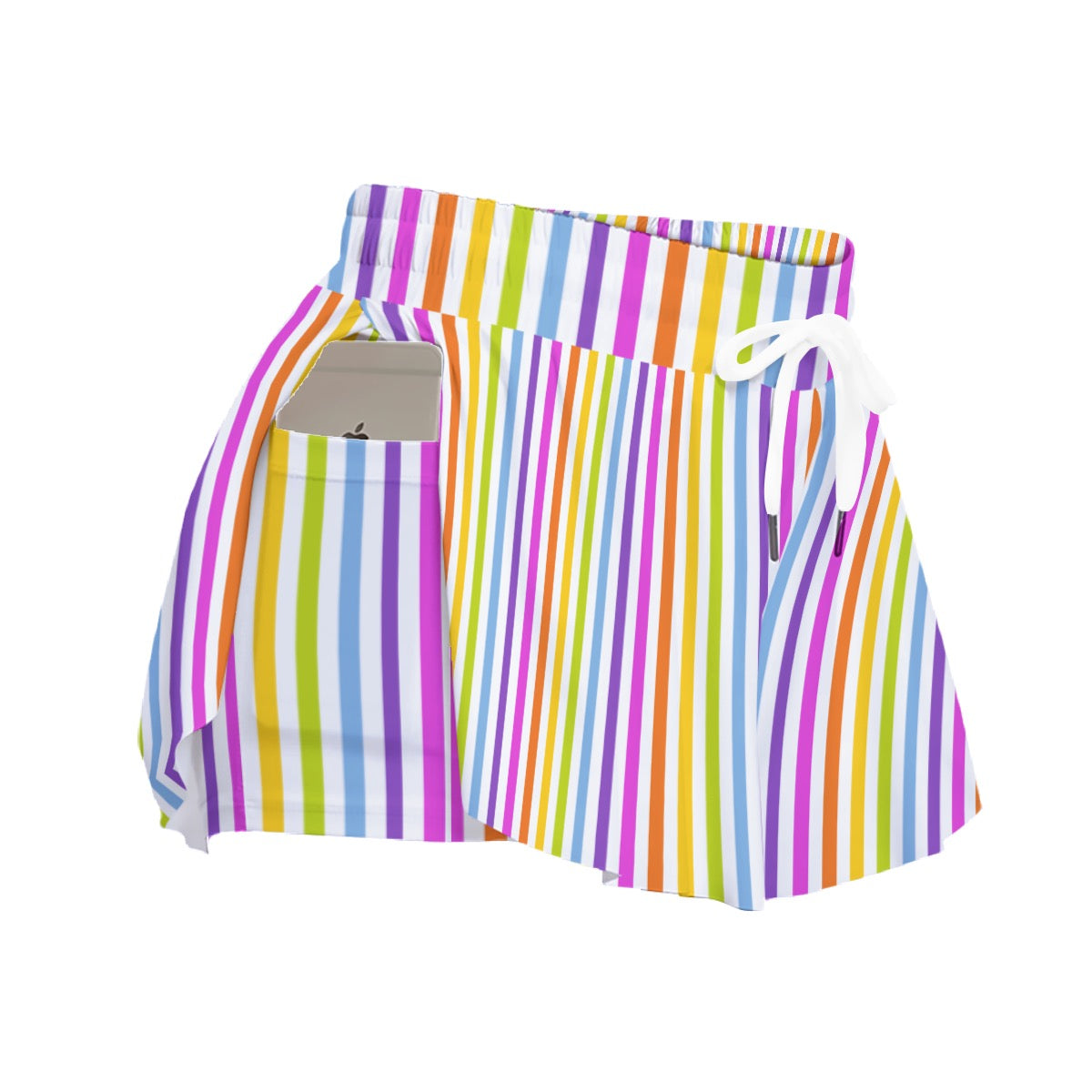 Rainbow Stripe Women's Sport Skorts With Pocket