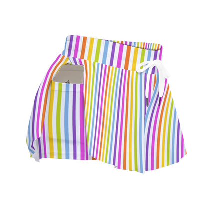 Rainbow Stripe Women's Sport Skorts With Pocket