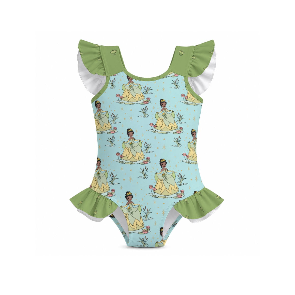 Tia [aqua] Girls' Ruffle Sleeve Swimsuit With Bow