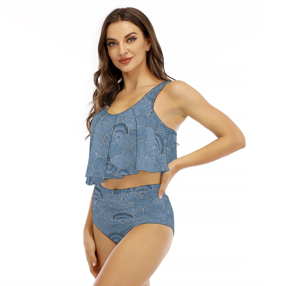 Shells Women's Ruffled Vest Bikini Swimsuit