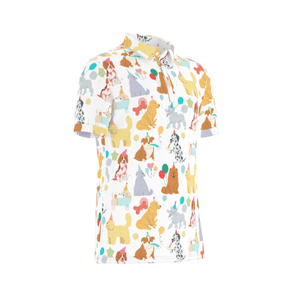 Birthday Pups Men's Stretch Collar Polo Shirt