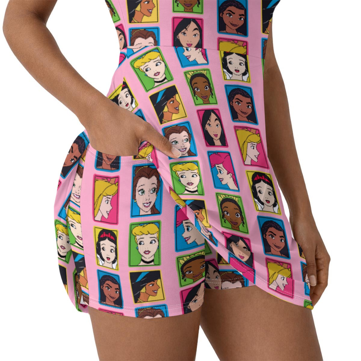 Pink Princess Portrait Women’s Athletic Dress With Built‑In Shorts