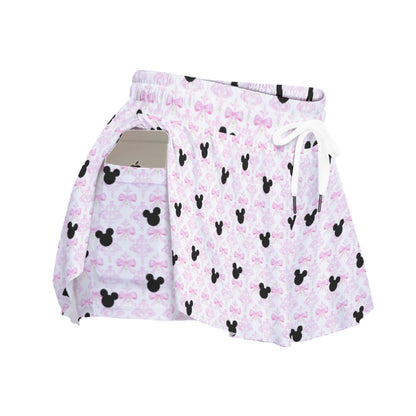 Pink Bow Women's Sport Skorts With Pocket