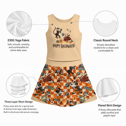 Happy Halloween [Ducks] Girl's Sports Tank & Skort Set