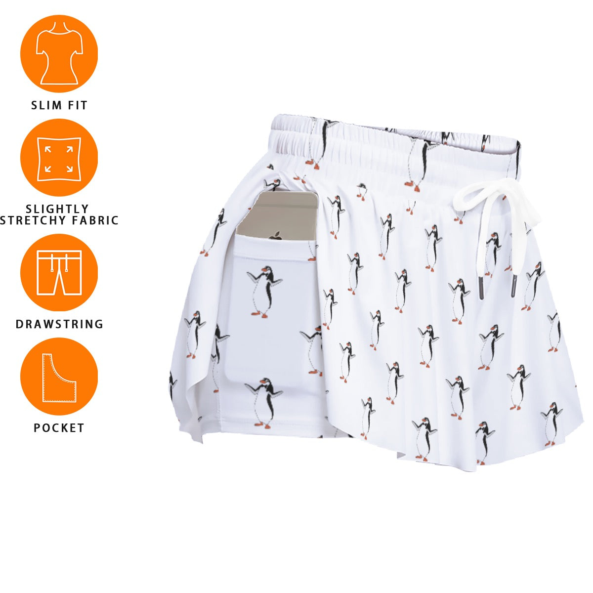 Mary’s Penguin Friend Women's Sport Skorts With Pocket