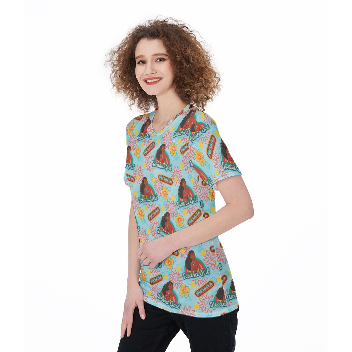 Aqua Island Girl Women's O-Neck T-Shirt|180 GSM Jersey