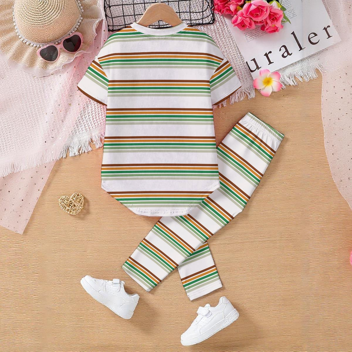 Safari Stripe Kids' Casual Top and Pants Set