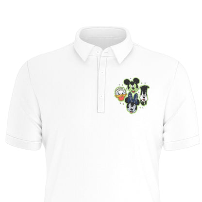 Not So Scary Monsters Panel Men's Stretch Collar Polo Shirt