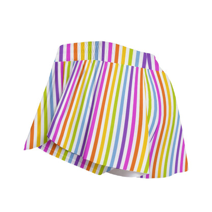 Rainbow Stripe Women's Sport Skorts With Pocket