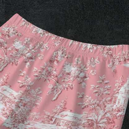 Pink Christmas Toile Kid's Raglan Sleeve Pajamas