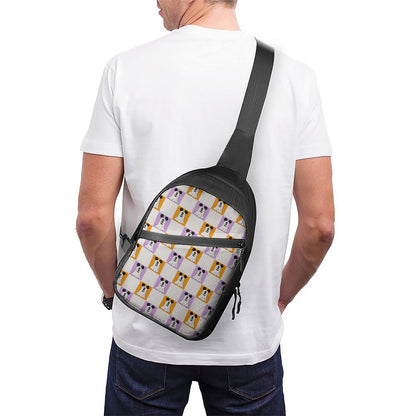 Friendly Ghosts Check [orange & purple] Folding chest bag