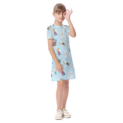 Blue Sisters & Friends Kid's Short Sleeve Dress