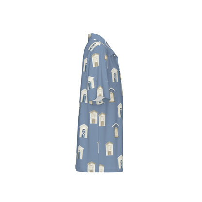 Dark Blue Beach Houses Polo Collar Jersey |210GSM