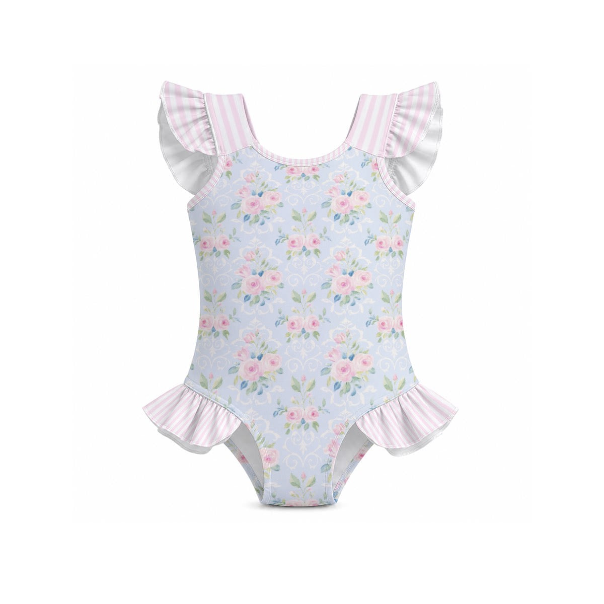 Rose Girls' Ruffle Sleeve Swimsuit with Bow