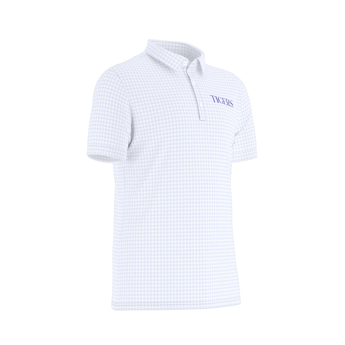 Blue Herringbone Tigers Men's Stretch Collar Polo Shirt