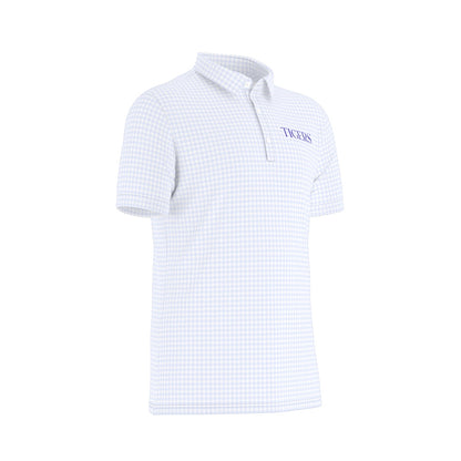 Blue Herringbone Tigers Men's Stretch Collar Polo Shirt