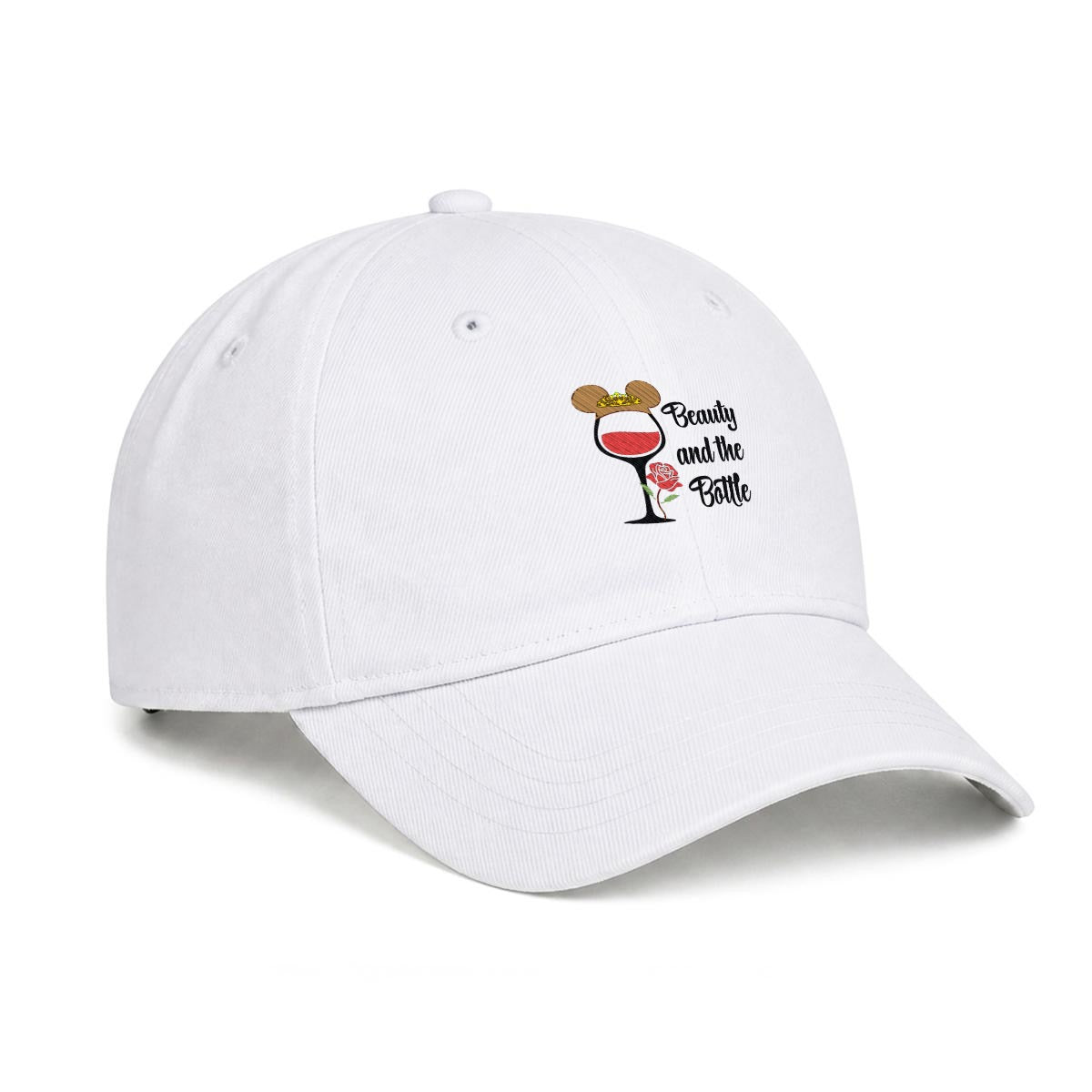Beauty And The Bottle Embroidered Soft-Crown Flat Cap