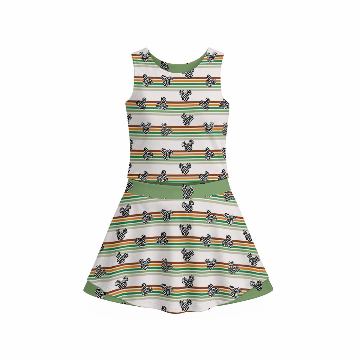 Green Zebra MM & Safari Stripe MM Women's Sports Tank & Skort Set