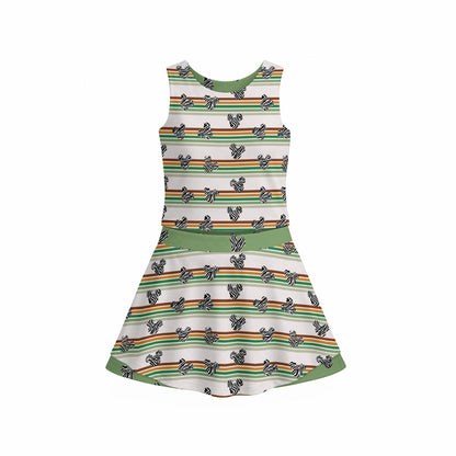 Green Zebra MM & Safari Stripe MM Women's Sports Tank & Skort Set