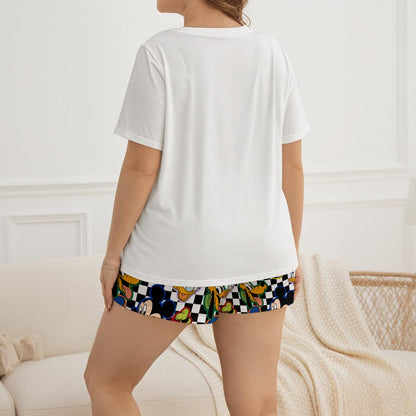 Checkered Friends Women's Soft-Touch Lounge Set With Shorts