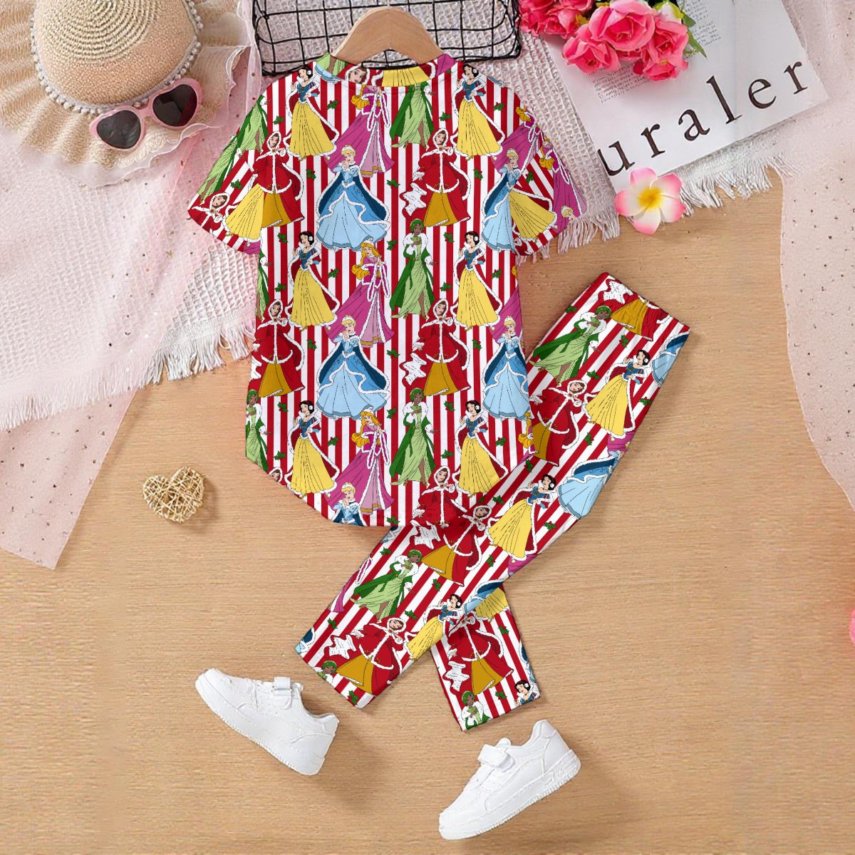 Holiday Princesses [red stripe] Kids' Casual Top and Pants Set